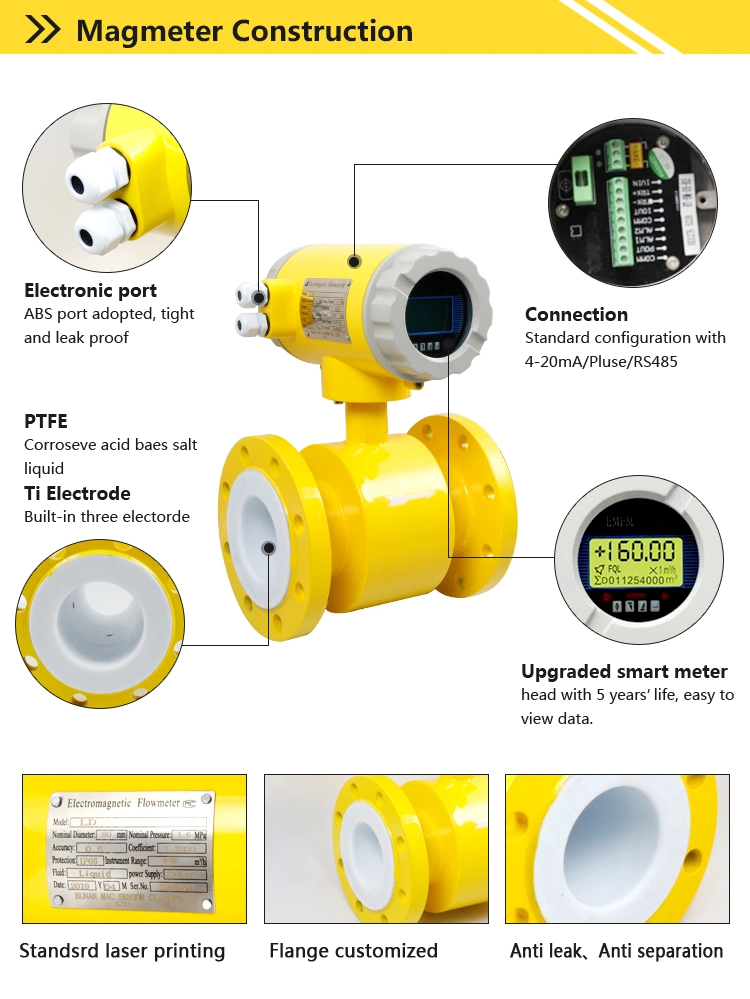 1/2", 1", 2", 3", 4", 6", 8" & 12" ANSI Pipe Flange Size Electromagnetic Mag Flow Meters