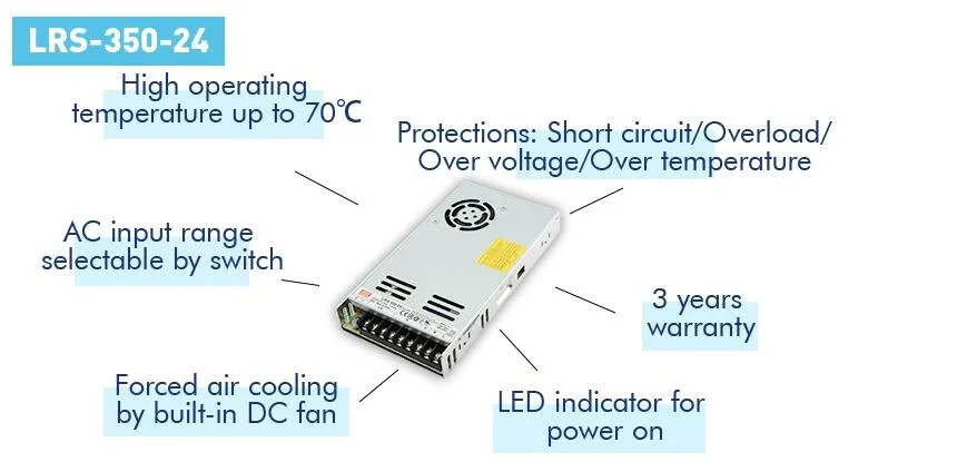 Meanwell Brand Meanwell 350W 24V Switching Mode Power Supply for Industrial Application