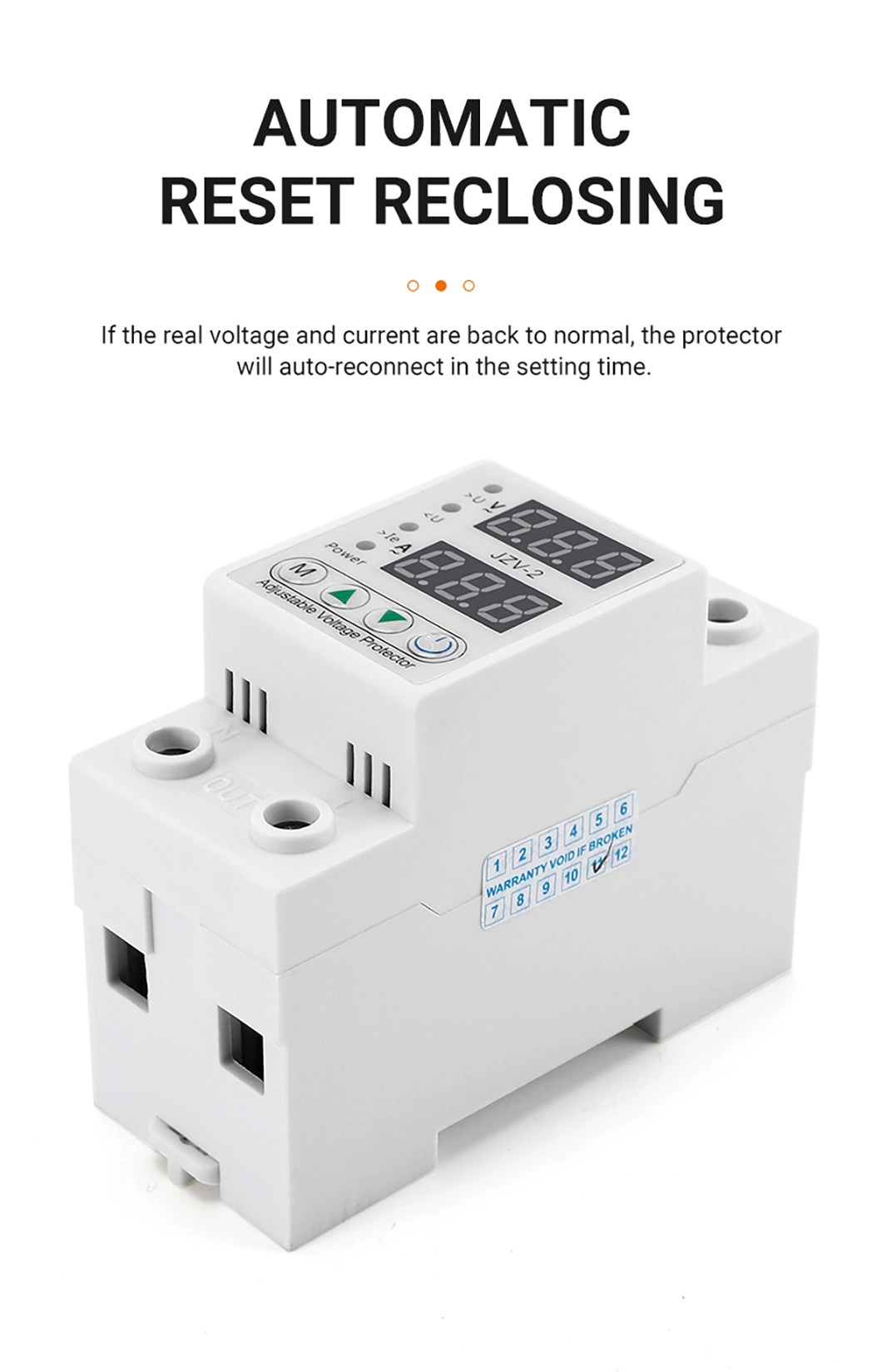 1-40A 1-63A Adjustable Automatic Over Under Voltage and Current Protector