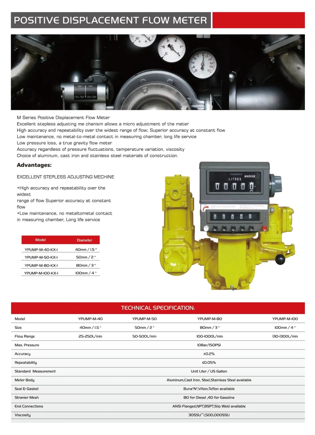 High Accuracy Pd Positive Meter for Petroleum Industry with Mechanical Printer Fuel Gas Transfer Positive Displacement Flow Meter for Diesel Gasoline