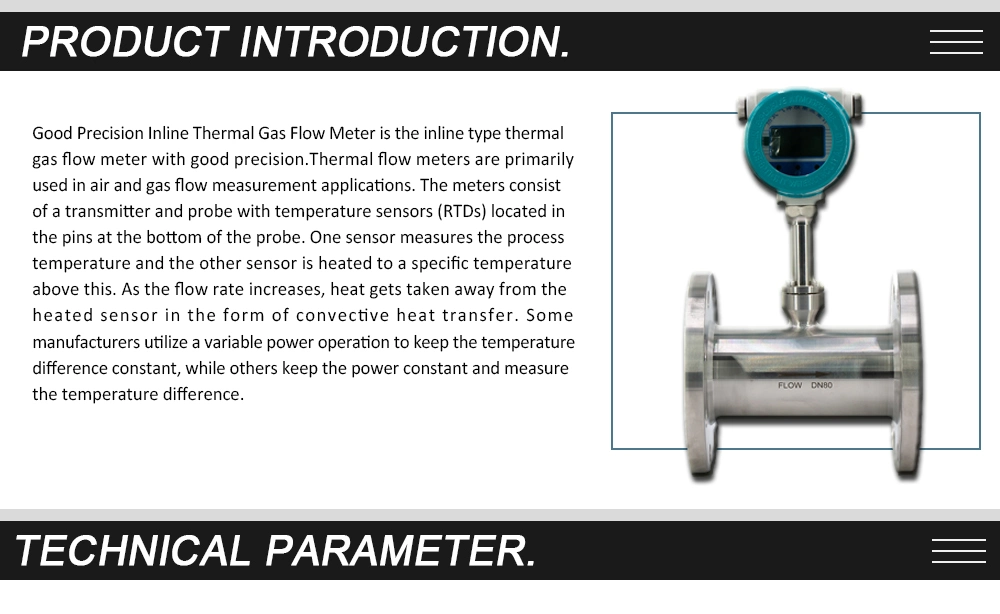 ANSI Flange Thermal Gas Flowmeter Gas Mass Flow Meter for Oxygen