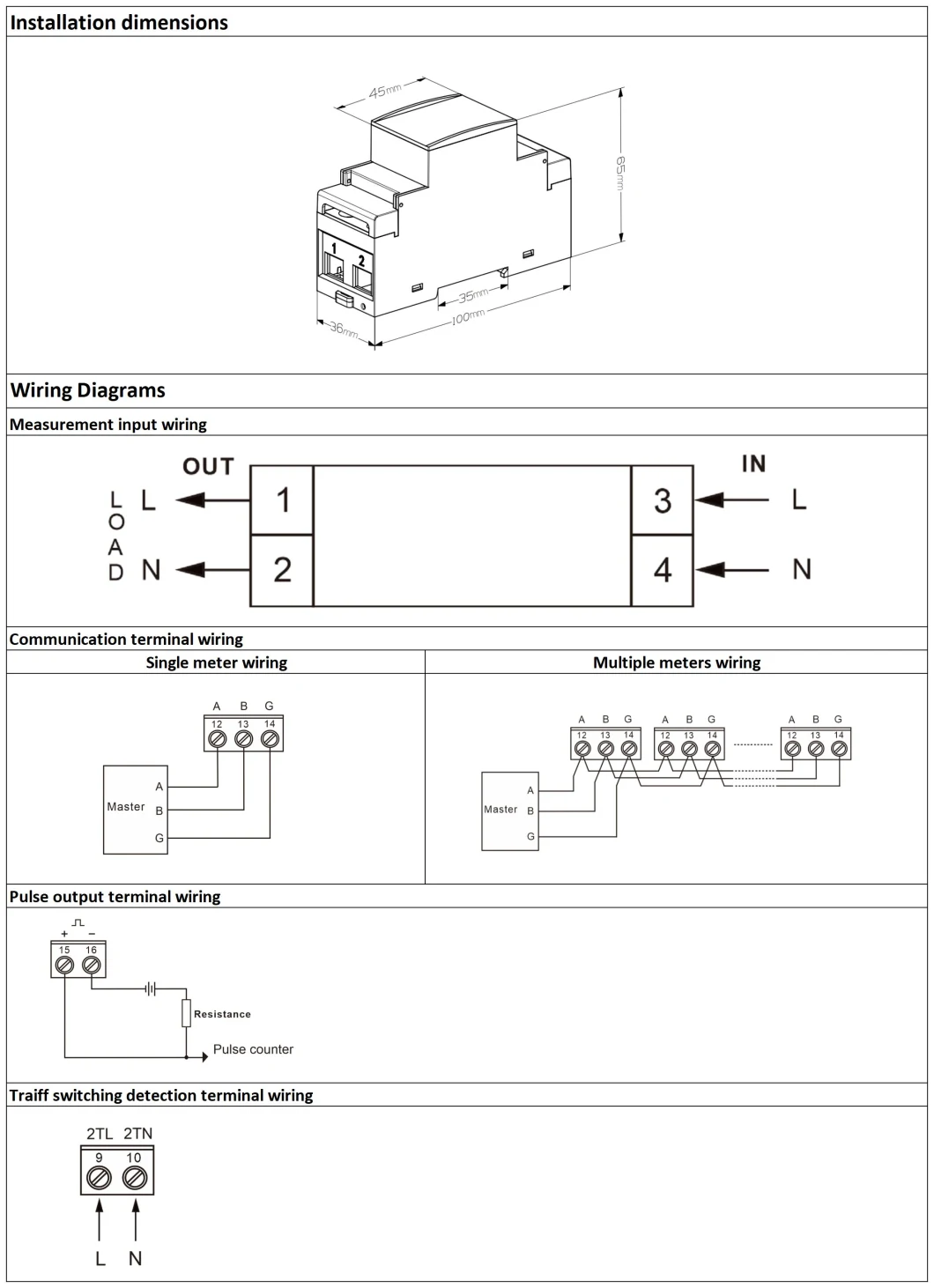 Dac2101 DIN Rail Single Phase LCD Display Multi-Tariff Modbus Energy Meter