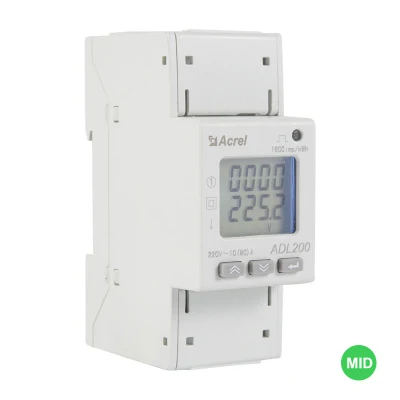 Compteur d'énergie monophasé à rail DIN Compteur d'énergie basse tension à affichage numérique Compteur d'électricité Acrel Adl200 RS485 Modbus-RTU